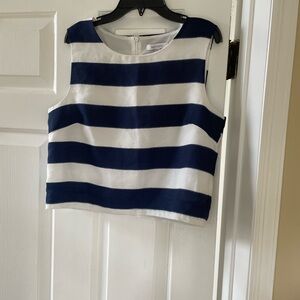 Lucy Paris Blue and White Boxy Crop Tank Top